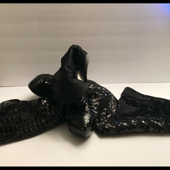 Dereon Wild Beyoncé Black Sequins Thigh High Platform Boots - Picture 12 of 13